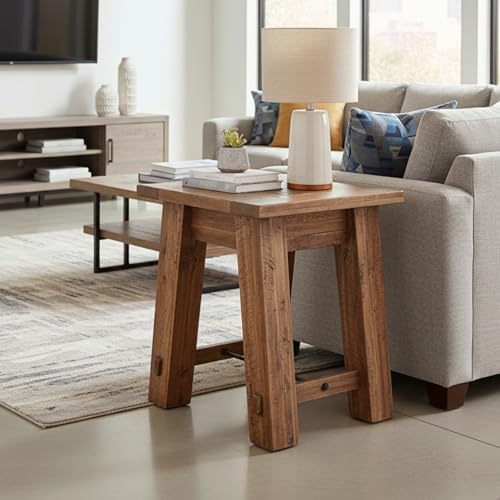 Alaterre Durango Rustic Industrial Solid Wood End Table or Nighstand, 27”