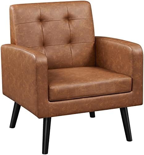 Yaheetech Mid Century Accent Chairs Set of 2 Living Room Chairs Retro Brown |...