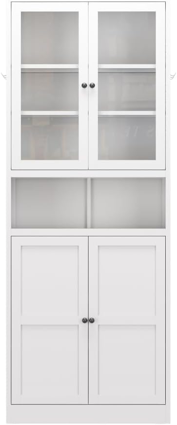 Metal Storage Pantry Cabinet 72" Tall, White Freestanding Organizer with...