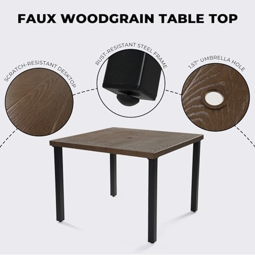 Grand patio 5-Pc Outdoor Swivel Dining Set, 4 Gray Chairs + Table, Brown
