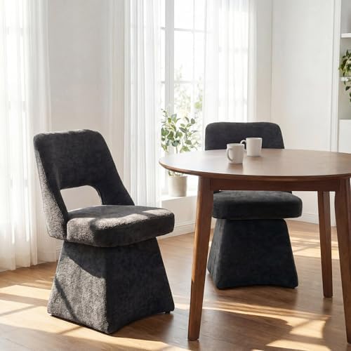 VKNOW Upholstered Swivel Dining Chairs Set of 4 with Curved Open Back