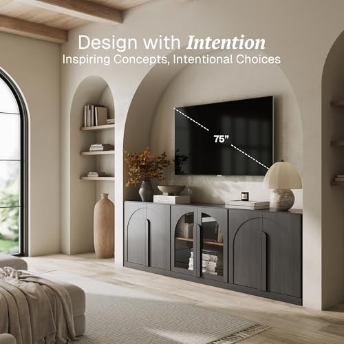 BELLEZE Bijou 3-Piece Modular Sideboard Buffet Cabinet - Ebony