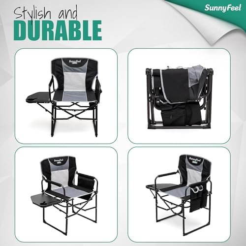 SUNNYFEEL Oversized Camping Chair Portable Directors Chairs with Side Table |...
