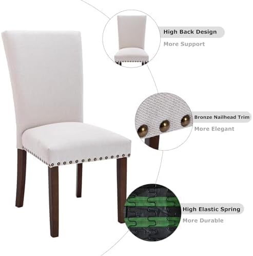 COLAMY Upholstered Parsons Dining Chairs Set of 2, Fabric Dining Room Kitchen...
