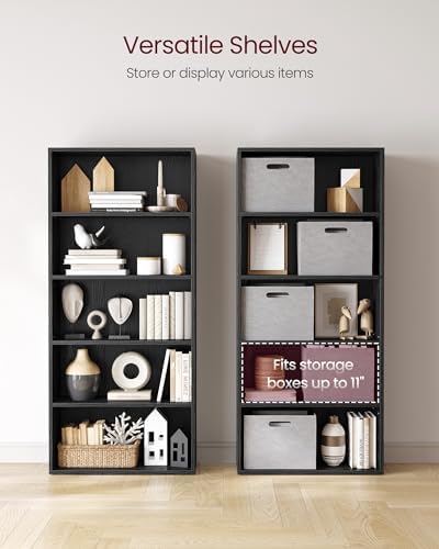 VASAGLE Bookshelf, 23.6 Inches Wide, 5-Tier Open Bookcase with Adjustable Sto...