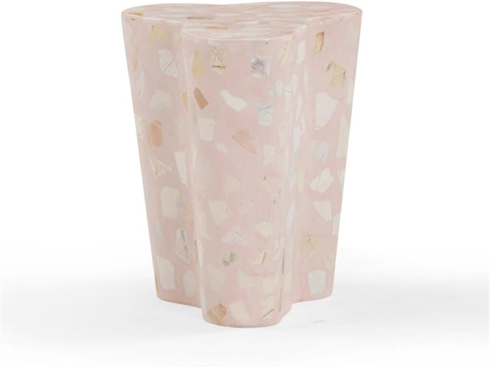 Pemberly Row Contemporary Slab Terrazzo Side Table, Sunset Pink Finish, Concr...