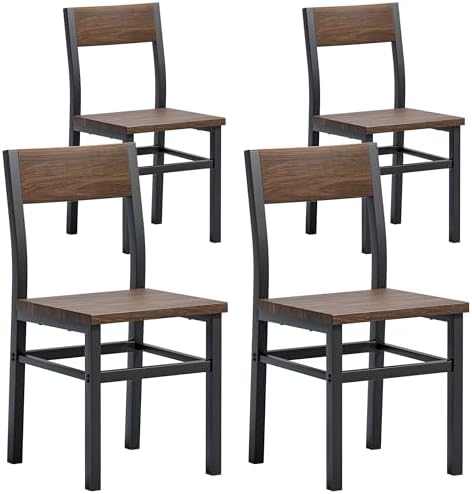 MECHYIN Nut-Brown Dining Chairs Set of 4, Farmhouse Kitchen Room Chairs