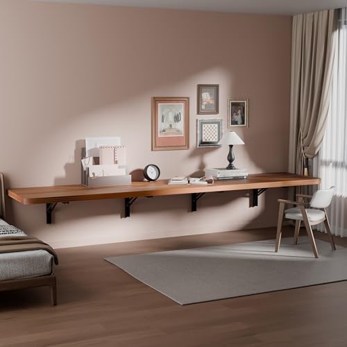 IAE Wall Mounted Folding Table with Pine Wood,72" x 16"Floating Wal...