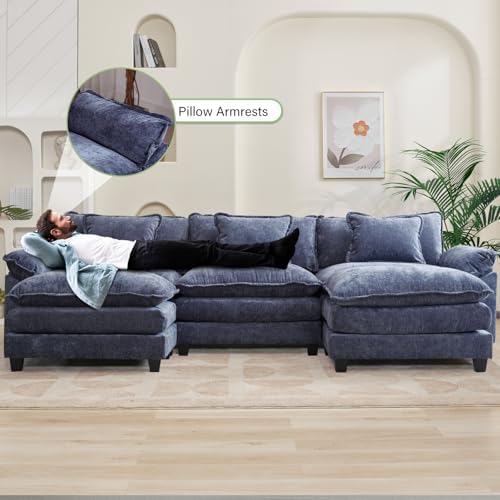 Oprisen 120" Modular Sectional Sofa, Comfy Deep Cloud Couch with Ottoman...