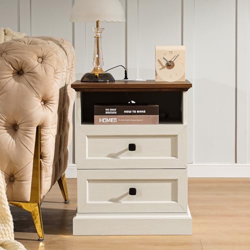 24.5" Farmhouse Night Stand Bedside Table with 3 Drawer for Bedroom | Se...