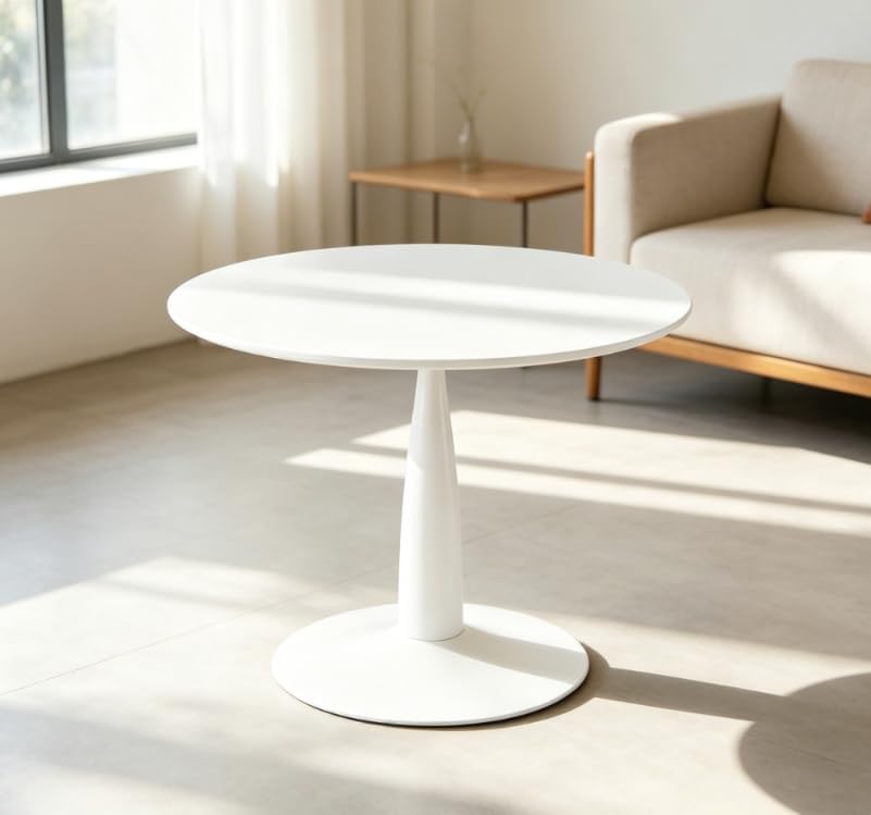 42" Round White Tulip Dining Table, Mid Century Modern Pedestal Kitchen ...