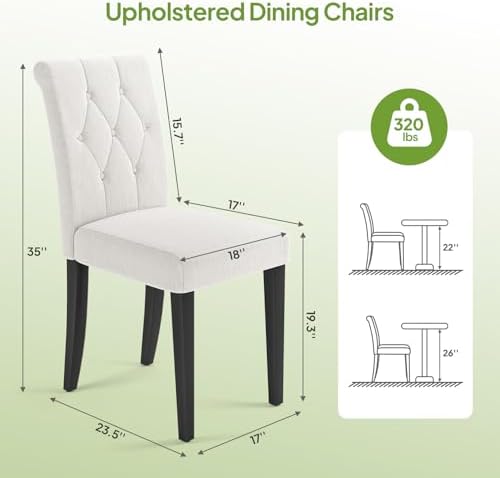 Welzona Upholstered Dining Chairs Set of 4, Button Tufted Parsons Dining Chai...