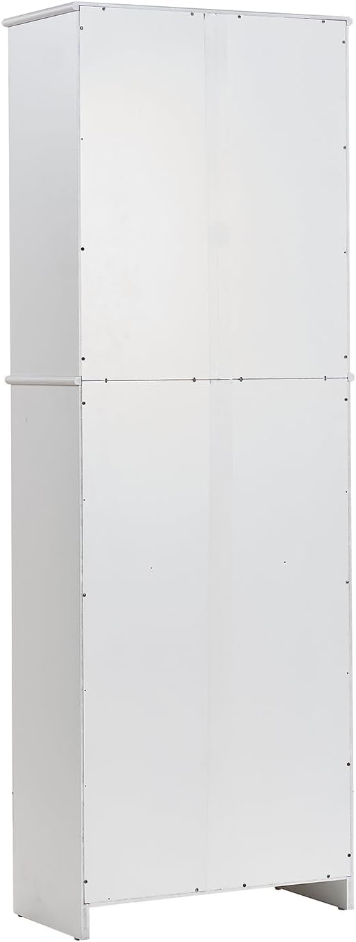 67" Tall White Kitchen Pantry Cabinet with Doors & Drawers - Large S...