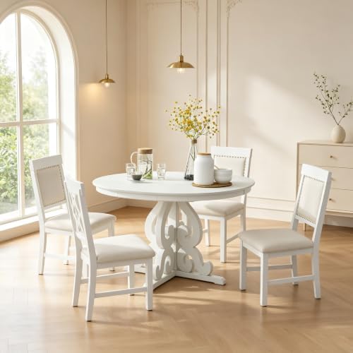 Extendable Dining Table Set for 4-6, Farmhouse Kitchen Table Set with Extenda...