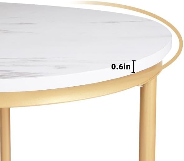 SogesHome Golden Marble Pattern Nesting Tables - Set of 2 Stacking Side Table...