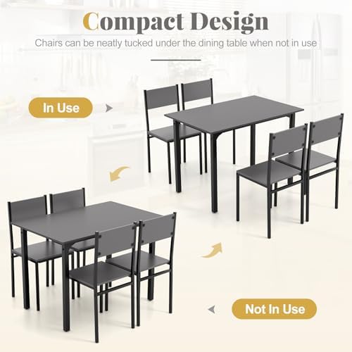 GIANTEX Dining Table Set for 4, 5-Piece Modern Kitchen Table and Chairs with ...
