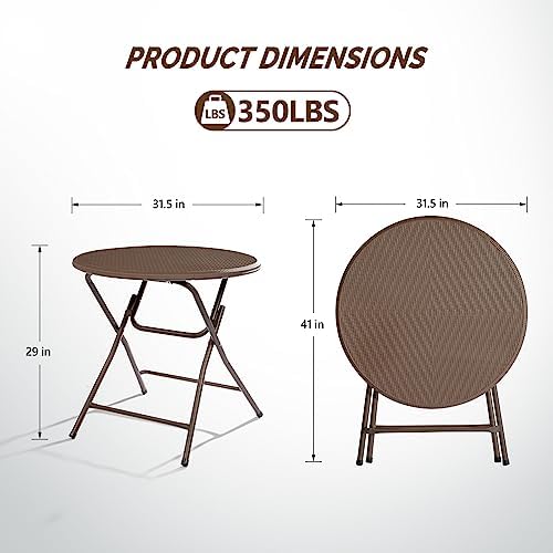 VINGLI 32" Round Folding Commercial Banquet Table, Portable Plastic Coff...