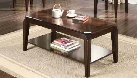 Polay 3-Piece Coffee and End Table Set with Parquet Design | Rich walnut fini...