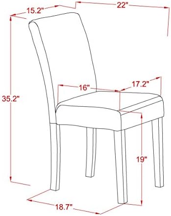 East West Furniture ABP6T24 Abbott Parson Chairs - Black Color Linen Fabric U...