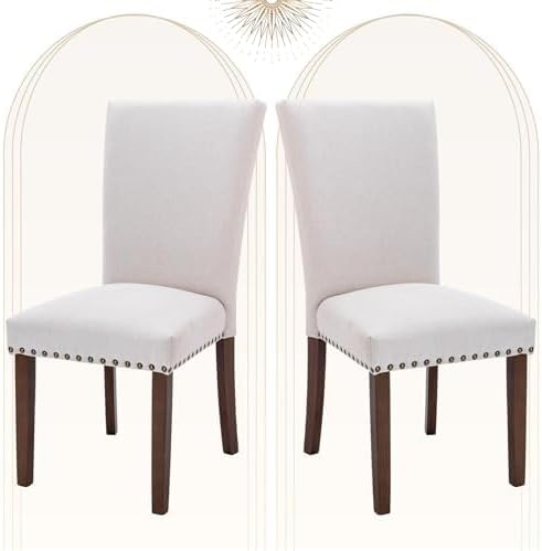 COLAMY Upholstered Parsons Dining Chairs Set of 2, Fabric Dining Room Kitchen...