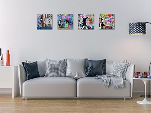 Biufo Banksy Canvas Wall Art Artwork Graffiti Street Print Pictures for Bedro...