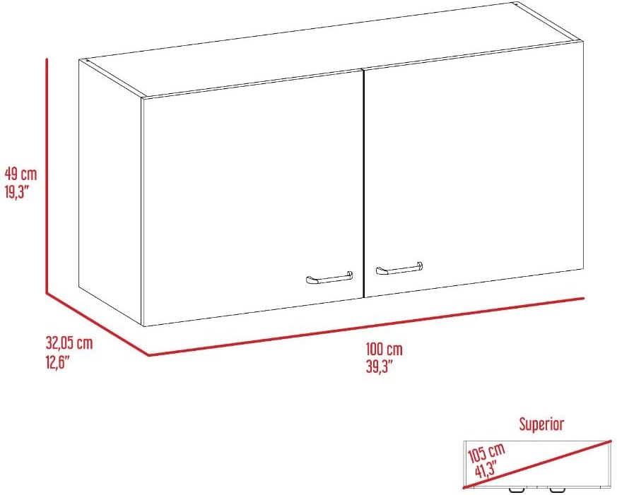 White and Light Grey 2-Door Wall Cabinet, 2-Compartment Kitchen Storage &...