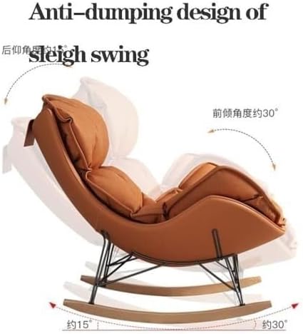 Mid-Century Rocking Chair with Ottoman, Fabric Glider Recliner Chair with Hig...