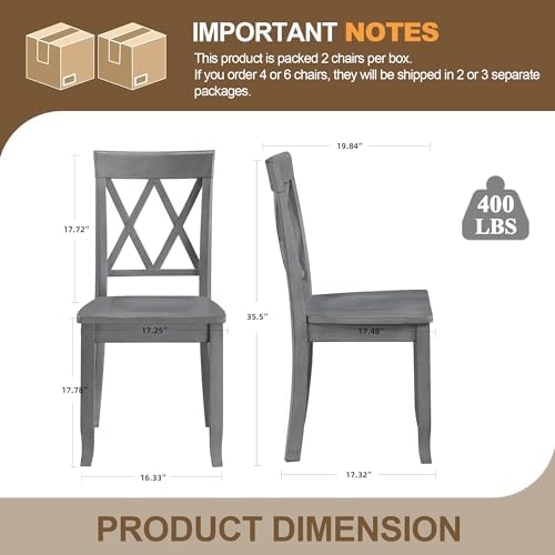 DUHOME Wood Dining Chairs Set of 4,Cross Back Solid Wood Kitchen Chairs