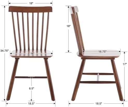 Windsor Dining Chairs Set of 2, Farmhouse Kitchen & Dining Room Chairs wi...