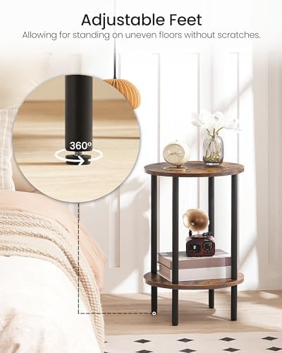 CHOEZON Round Side Table and Farmhouse End Table with Charging Station Bundle...