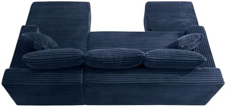 Blue Oversized Sectional Couches with Ottoman. Right Face Chaise | L shaped m...