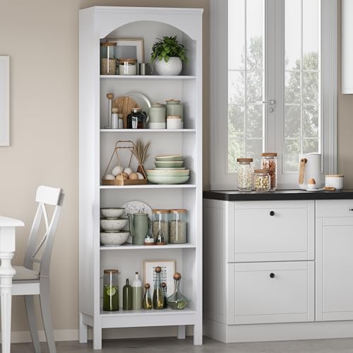 Arched Bookshelf,5 Tier Tall Bookcase with Adjustable Shelves for Storage
