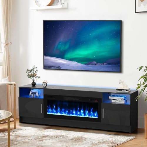 BREEZEHEAT Electric Fireplace TV Stand with 36 inch Fireplace Up to 80" ...