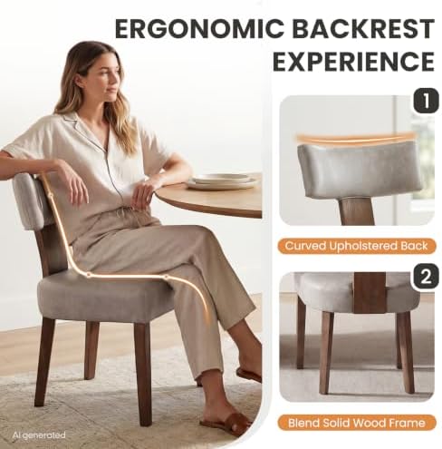 RIVOVA Mid Century Modern Dining Chairs Set of 6 PU Leather Upholstered Dinin...