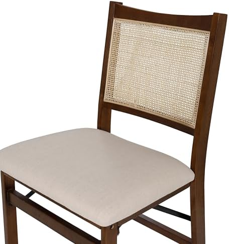 Powell Kasi Brown and Natural Rattan Cane Fully Assembled Foldable Wooden Din...