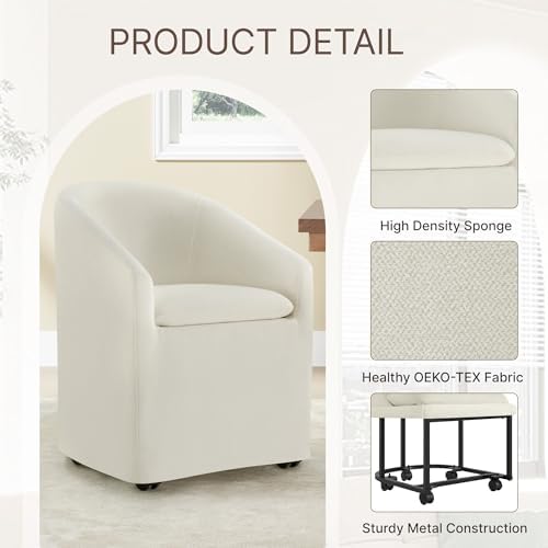 KISLOT Upholstered Dining Chairs with Casters, Washable Cover Modern Dining R...