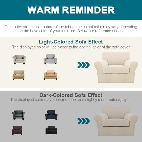 Turquoize 2 Piece Chair Covers for Living Room Armchair Couch Cover with Indi...