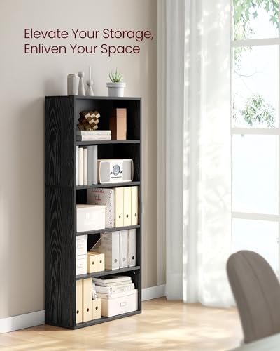 VASAGLE Bookshelf, 23.6 Inches Wide, 5-Tier Open Bookcase with Adjustable Sto...
