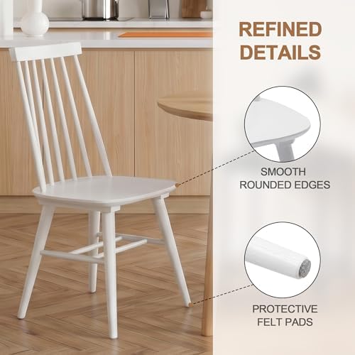 DUHOME White WoodenDining Chairs Set of 4 Wood Dining Room Chair Slat Windsor...