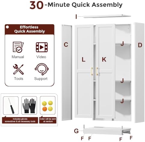 71" Tall Metal Kitchen Pantry Cabinet, Storage Cabinet with Doors | Kitc...