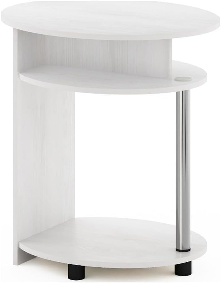 Pemberly Row Oval End Table, White Oak Finish, Composite Wood and Stainless S...