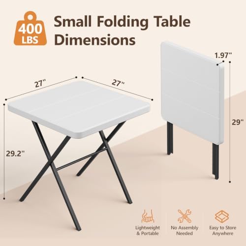 Folding Table and Chairs, 27" Square Folding Table with 2 Folding Chairs