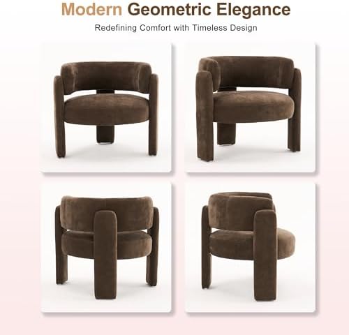 Modern Accent Barrel Chair,Mid Century Single Armchair with Curved Backrest U...