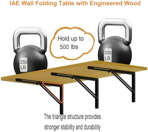 IAE 55x22in Floating Fold Desk,Wall-Mounted Folding Computer Table,Natural