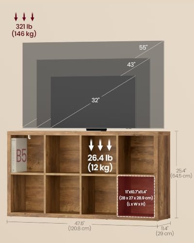 VASAGLE 8-Cube Bookshelf, Adjustable Storage Shelf