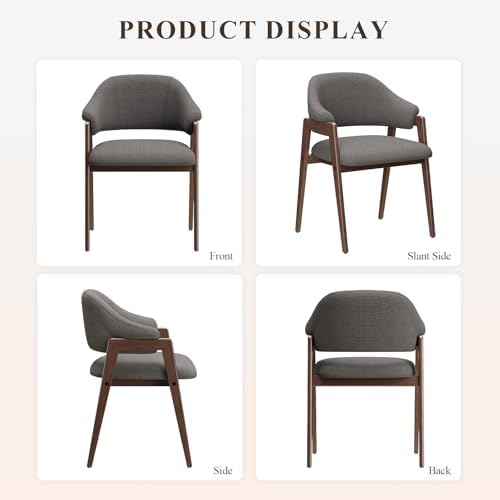 MALOL Wooden Dining Chairs Set of 6, Modern Fabric Upholstered Dining Room Ch...