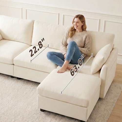 Iroomy Sectional Cloud Couch for Living Room, Spring Cushion Seating, L Shape...
