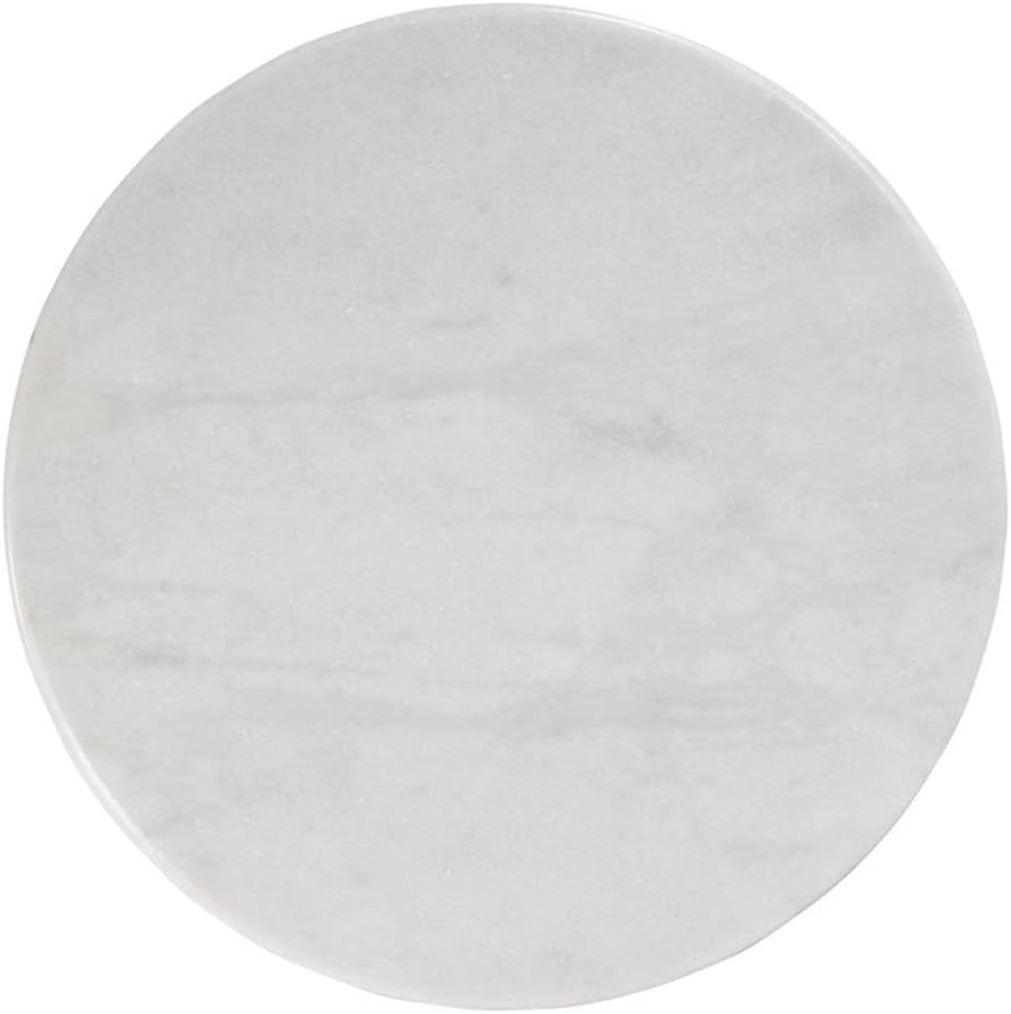 Pemberly Row Set of 2 Marble and Wood Side Tables in White/Light Beige