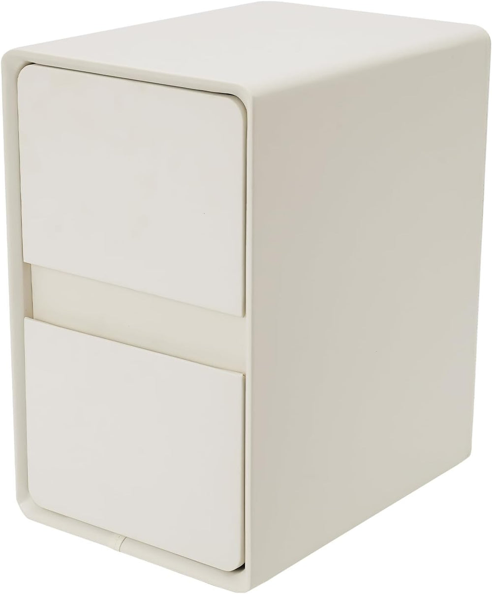 Modern Bedside Table, Minimalist Nightstand Small Narrow Side Table with 2 Dr...