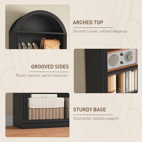 RALGEND Arched Bookshelf, 75.8" Tall Arch Bookcase with Storage, 6-Tier ...